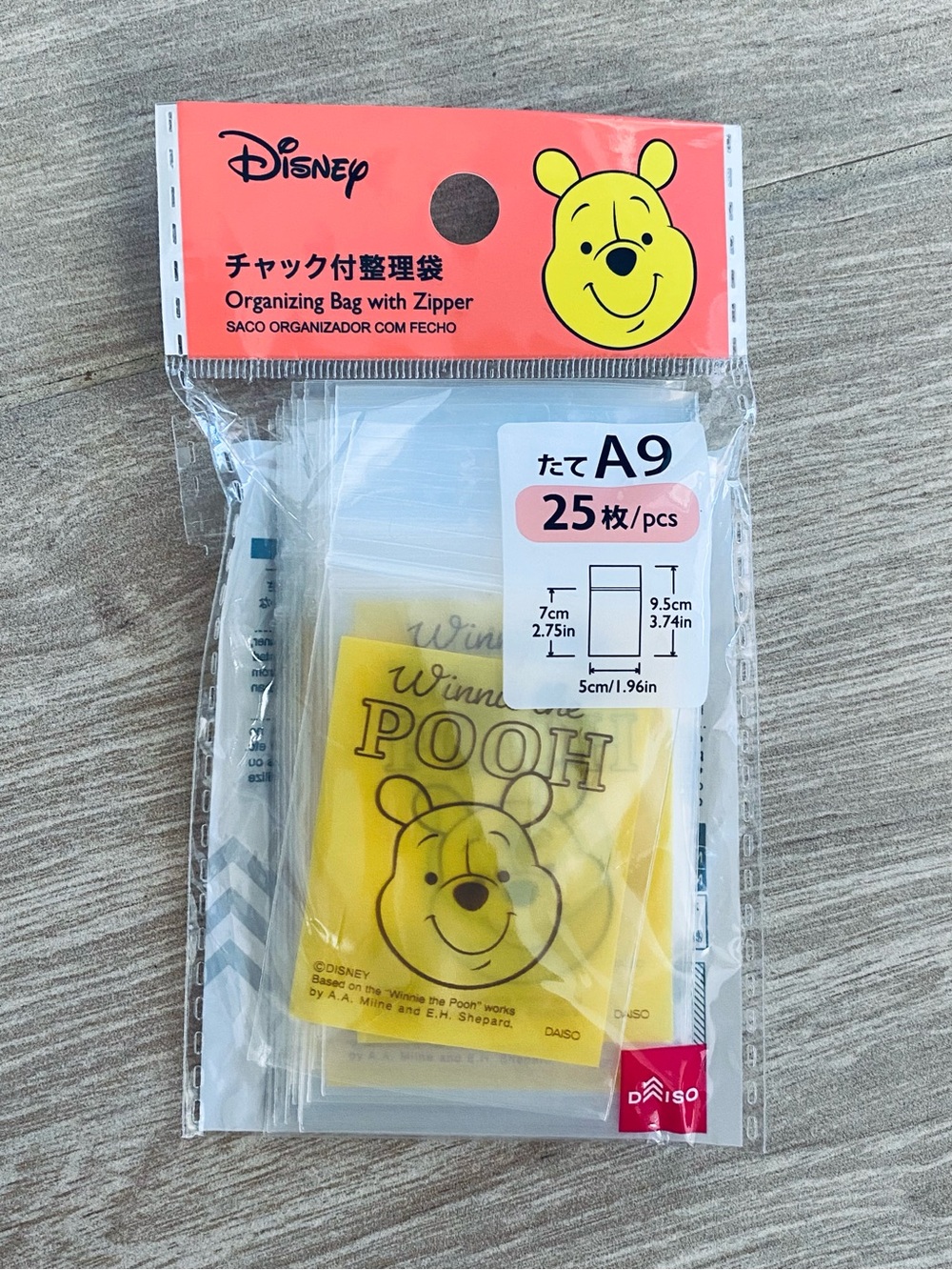 Disney Winnie the Pooh Mini Zipper Seal Storage Bags A9 Size 25 Pcs Japan Import